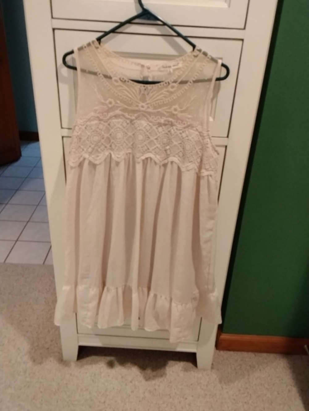 indigo soul Cream Lace Overlay Dress Top